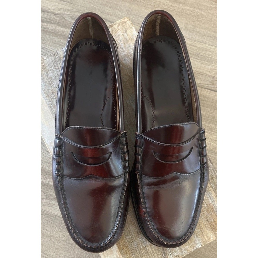 Johnston Murphy Aristocraft Heidelberg Burgundy Leather Penny Loafers 9.5 E